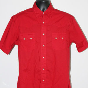 Wrangler Pearl Snap Shirts Red Large SS